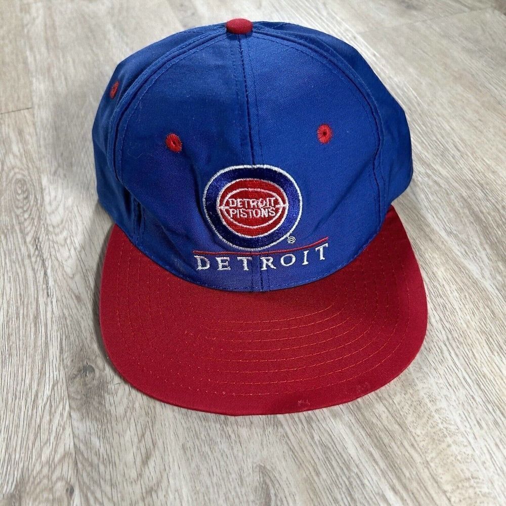 Vintage Detroit Pistons Hat Snapback NBA Basketball Twins‎ Blue Red Cap